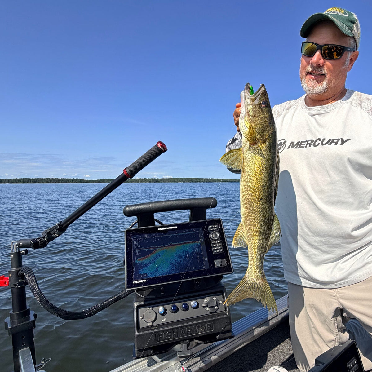 Walleye caught using the Fish Armor Pro Pole on open water